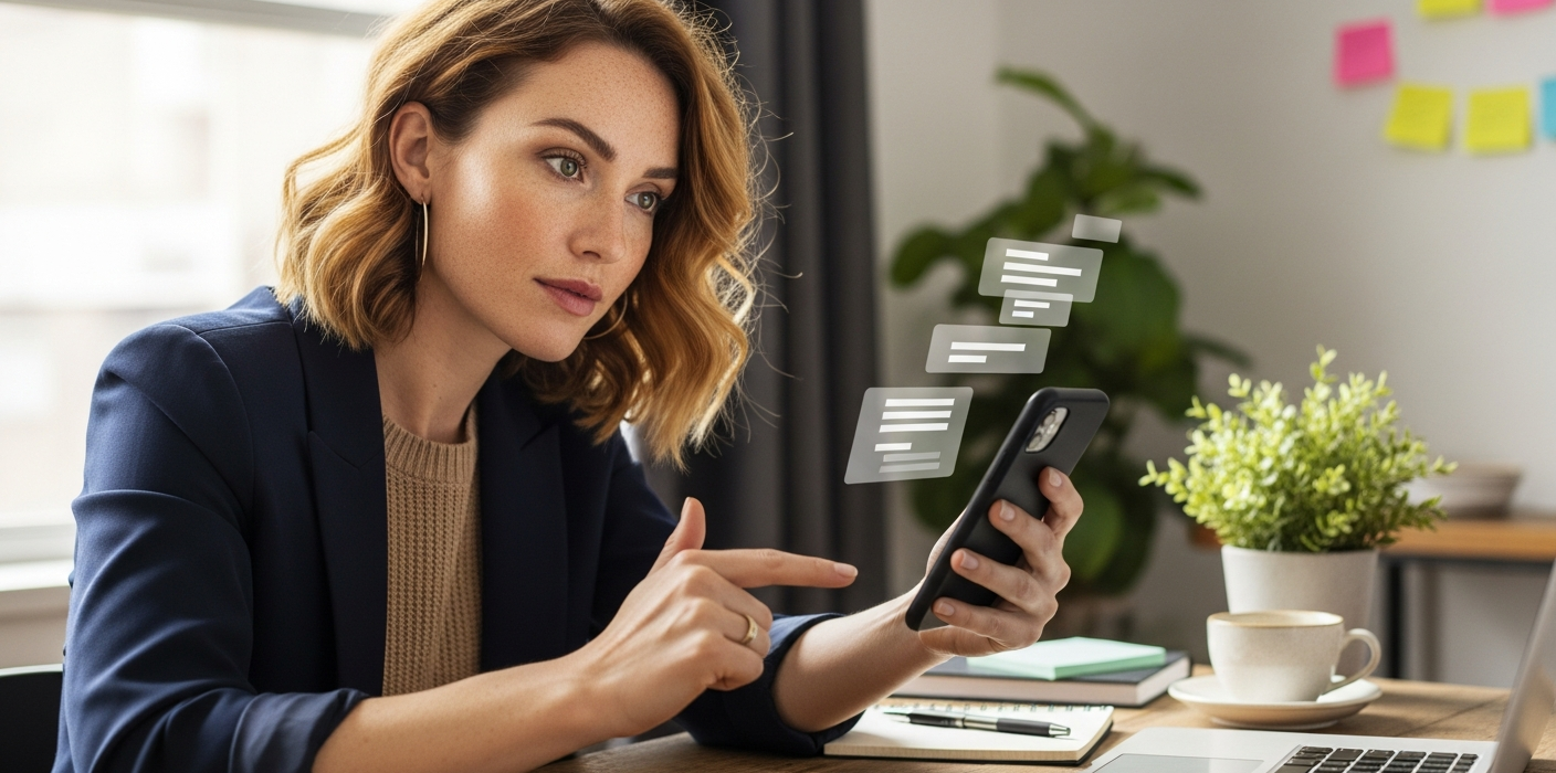 Fiatal nő mobilon jelentkezik, a Jobtain állskereső oldala