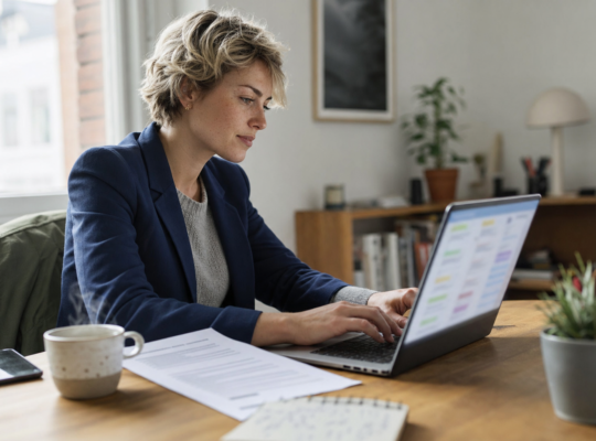 Fiatal nő laptopnál böngészi az online állásportál listáit